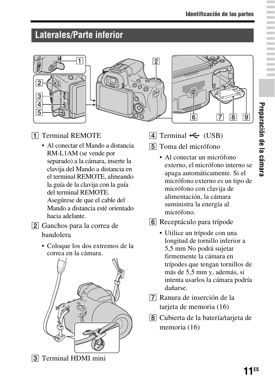 Laterales/parte inferior | Sony SLT-A37 User Manual | Page 169 / 507