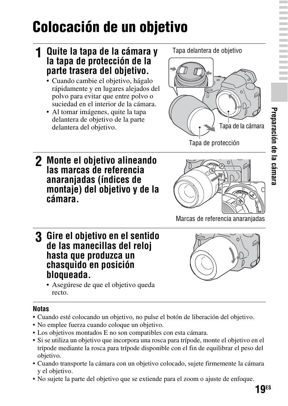 Colocación de un objetivo | Sony SLT-A37 User Manual | Page 177 / 507