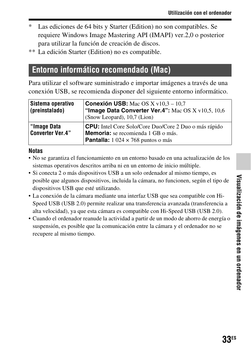 Entorno informático recomendado (mac) | Sony SLT-A37 User Manual | Page 191 / 507