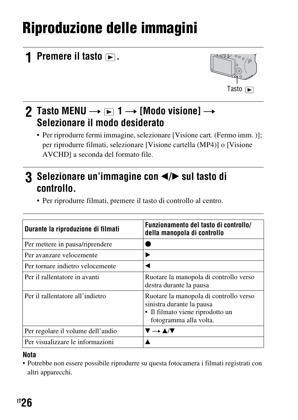 Riproduzione delle immagini, Premere il tasto | Sony SLT-A37 User Manual | Page 236 / 507