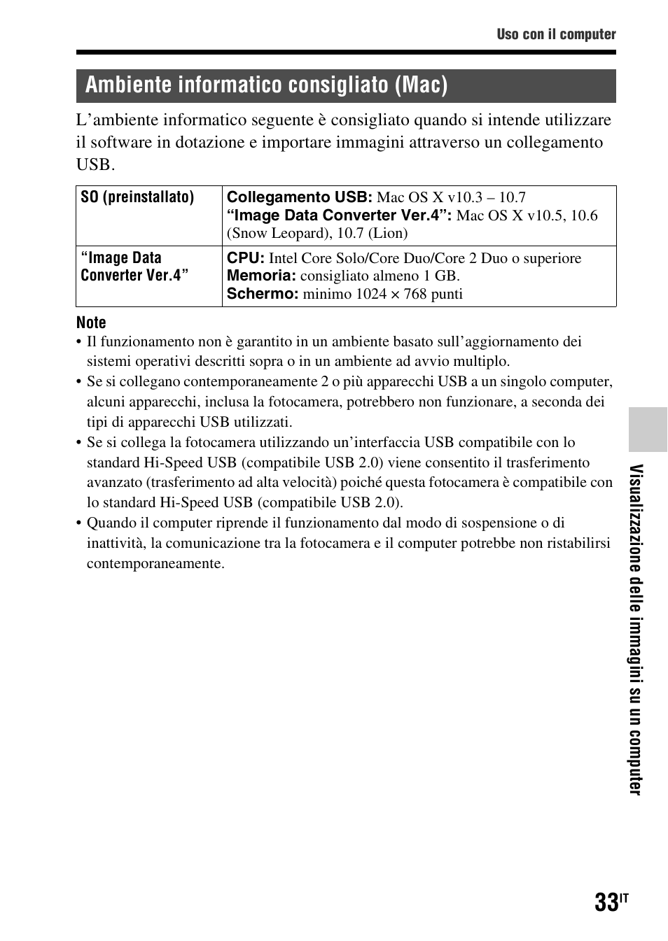 Ambiente informatico consigliato (mac) | Sony SLT-A37 User Manual | Page 243 / 507