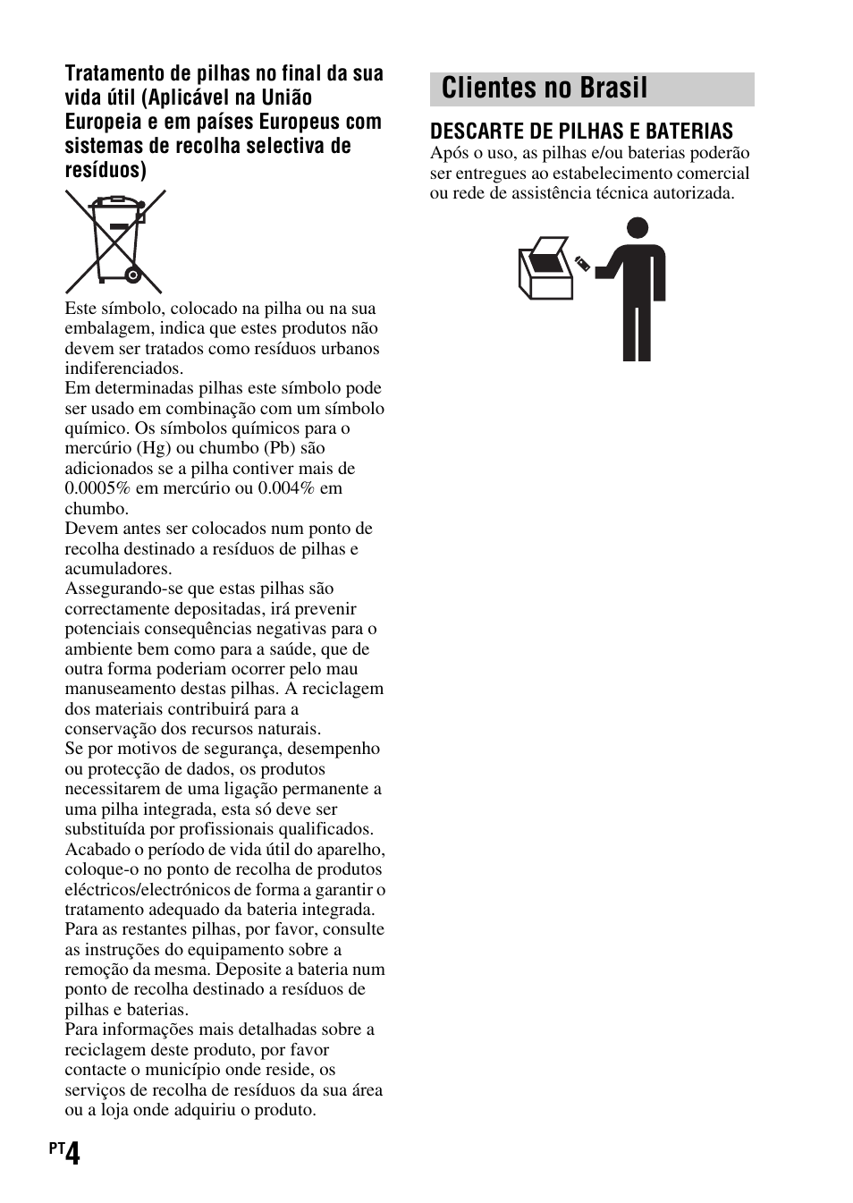 Clientes no brasil | Sony SLT-A37 User Manual | Page 266 / 507