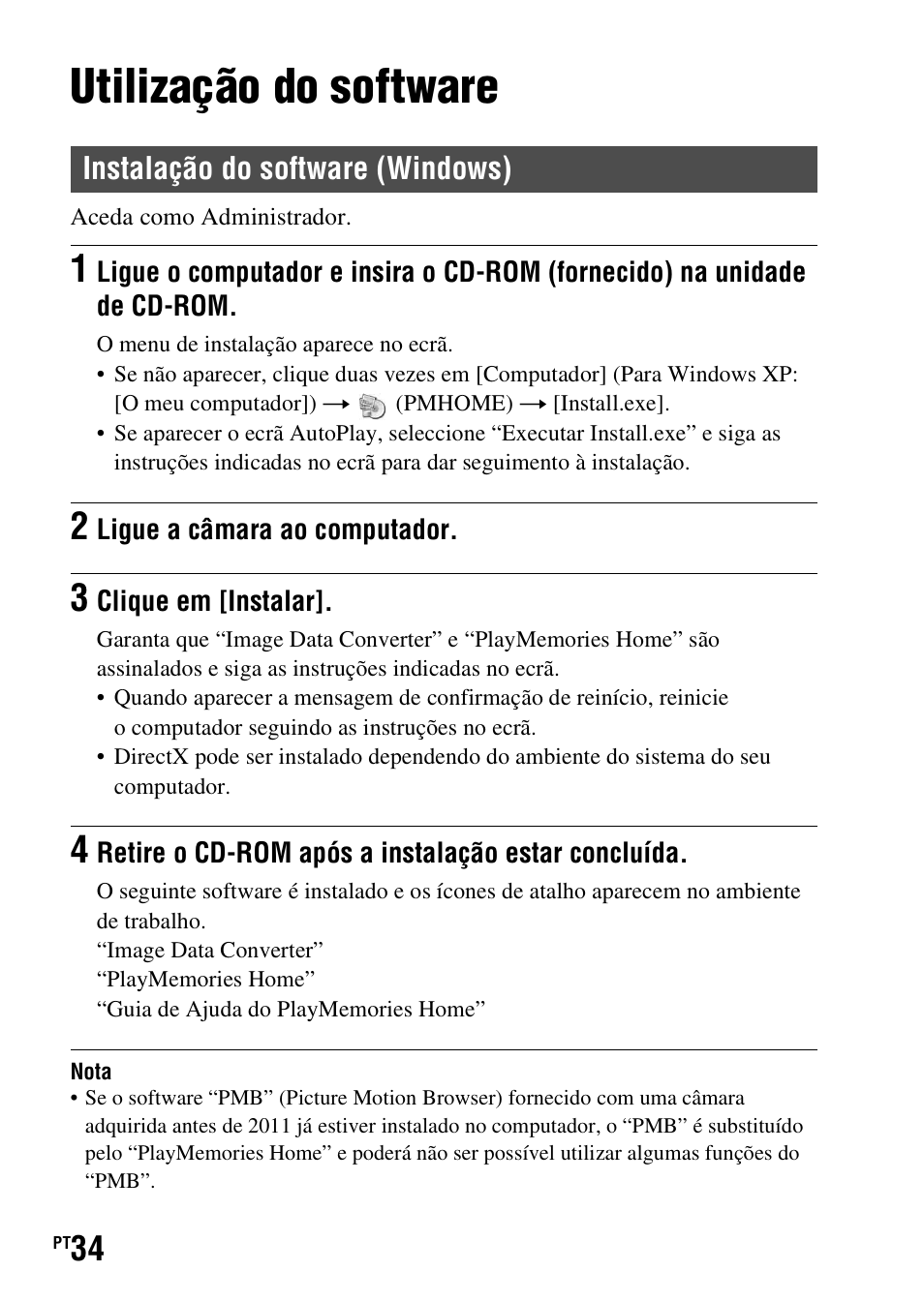 Utilização do software | Sony SLT-A37 User Manual | Page 296 / 507