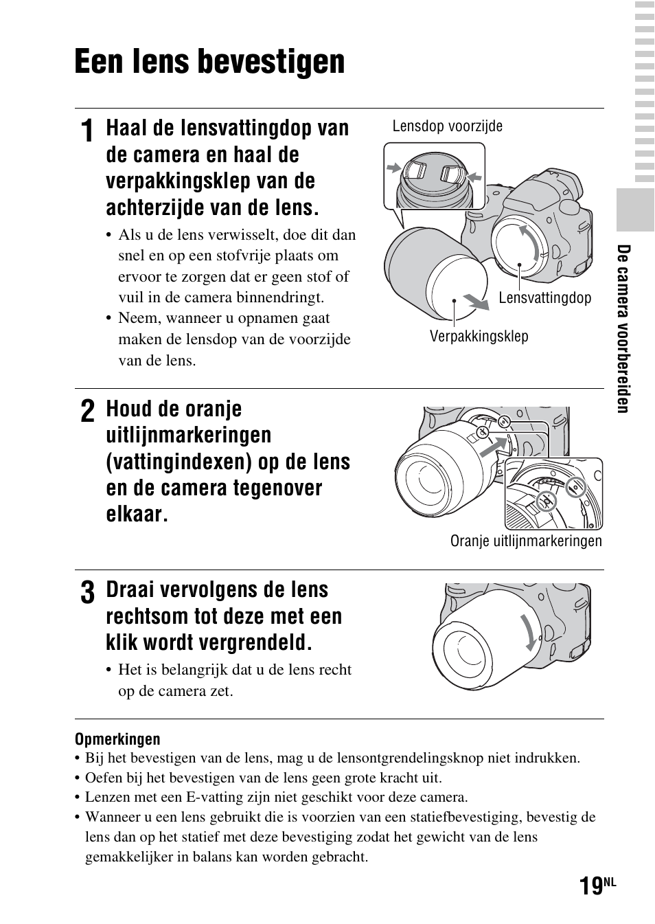 Een lens bevestigen, X (19) | Sony SLT-A37 User Manual | Page 333 / 507