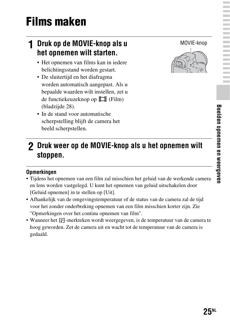 Films maken | Sony SLT-A37 User Manual | Page 339 / 507