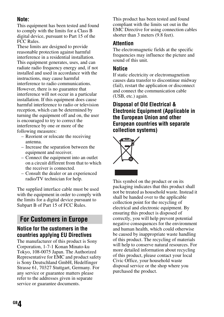 For customers in europe | Sony SLT-A37 User Manual | Page 4 / 507