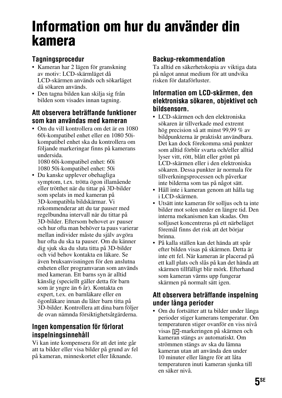 Information om hur du använder din kamera | Sony SLT-A37 User Manual | Page 423 / 507