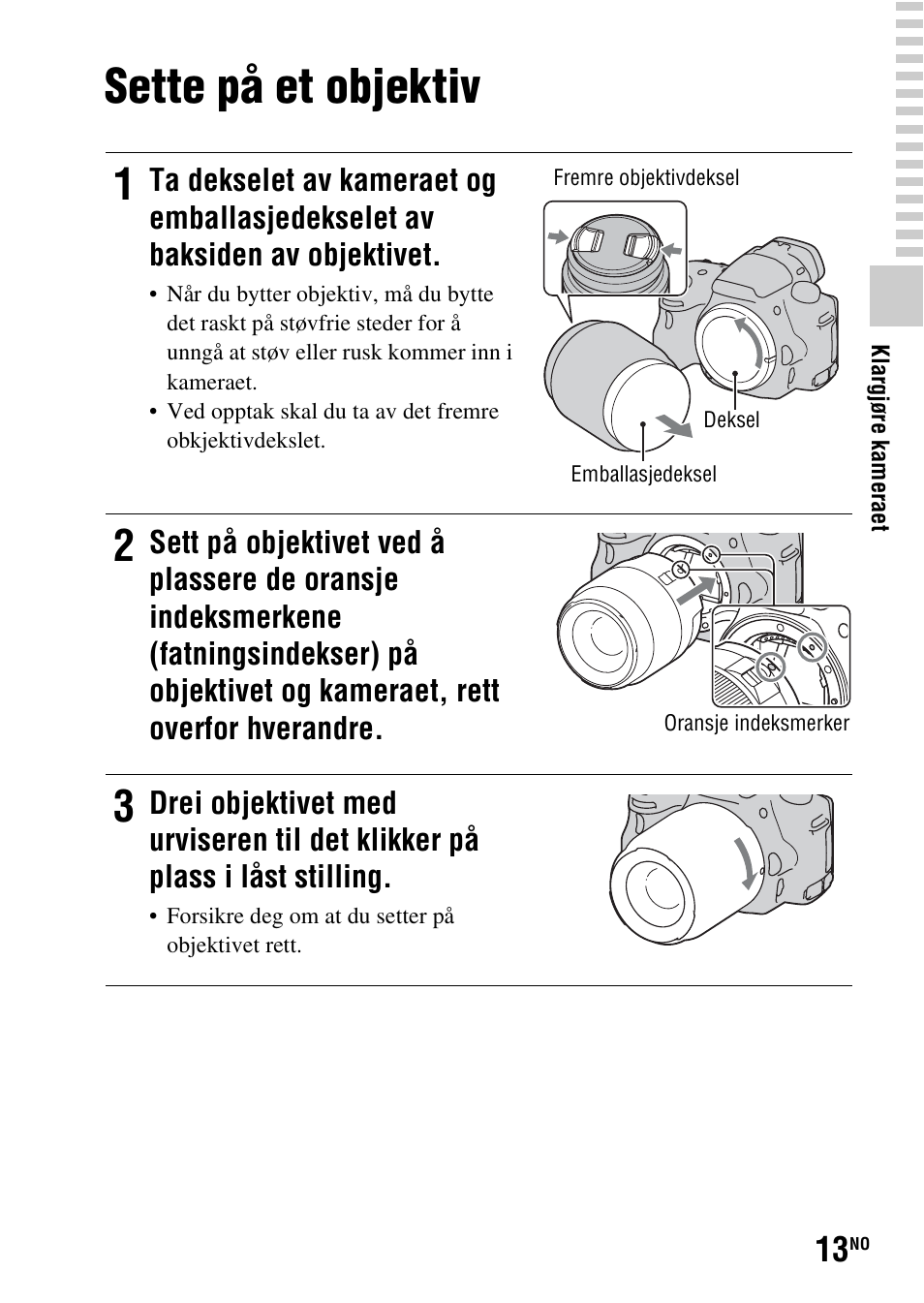 Sette på et objektiv | Sony SLT-A37 User Manual | Page 475 / 507