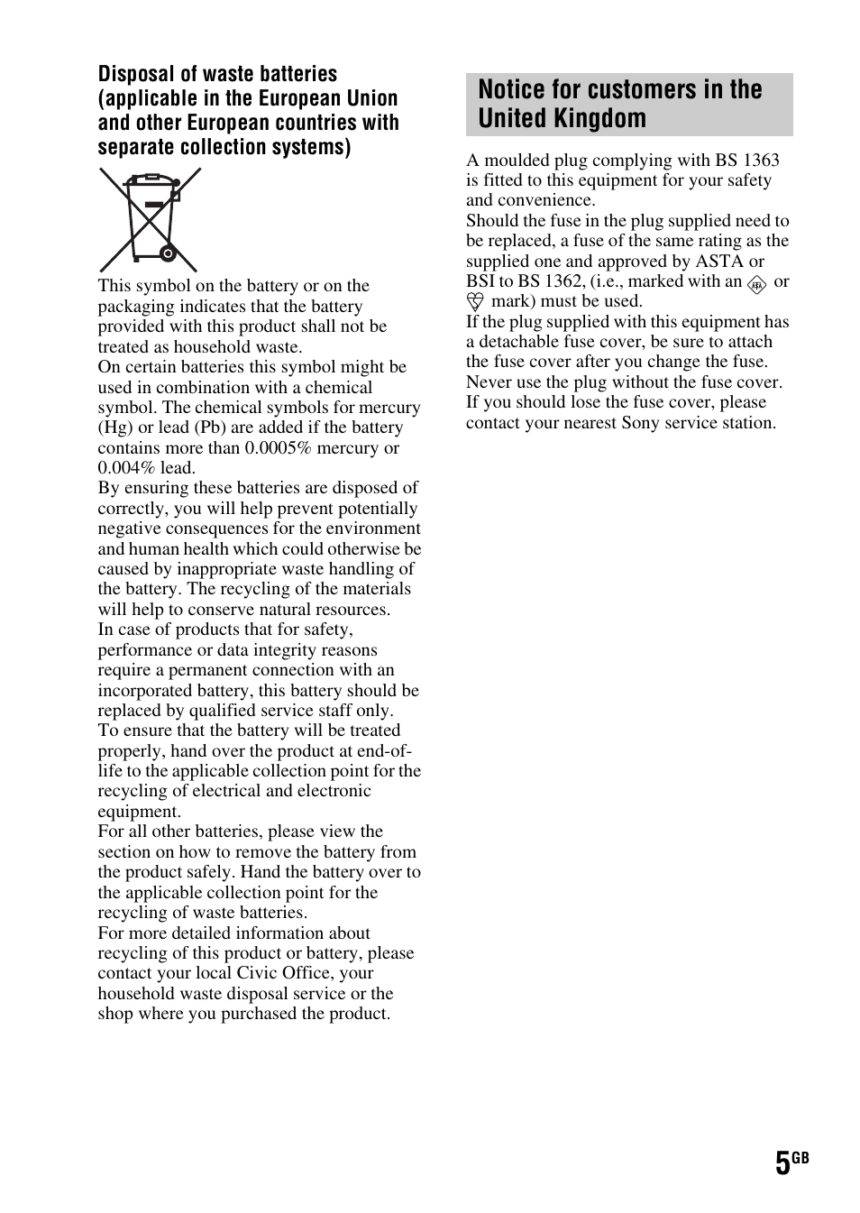 Notice for customers in the united kingdom | Sony SLT-A37 User Manual | Page 5 / 507