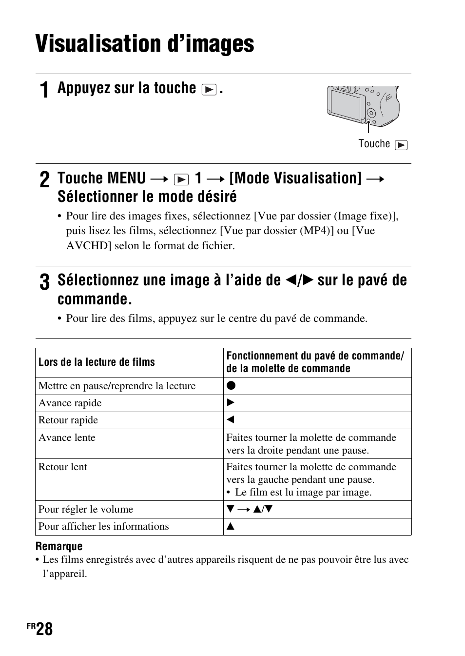 Visualisation d’images, Appuyez sur la touche | Sony SLT-A37 User Manual | Page 80 / 507