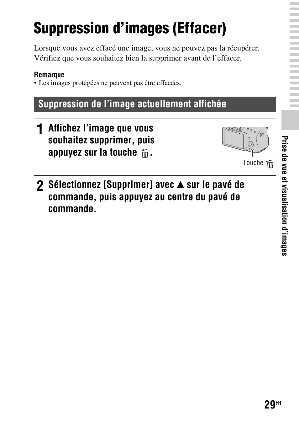 Suppression d’images (effacer), R) (29) | Sony SLT-A37 User Manual | Page 81 / 507