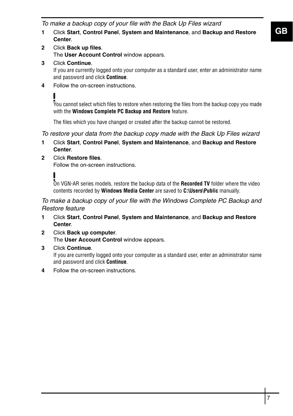 Sony VGN-SZ5VWN User Manual | Page 9 / 88