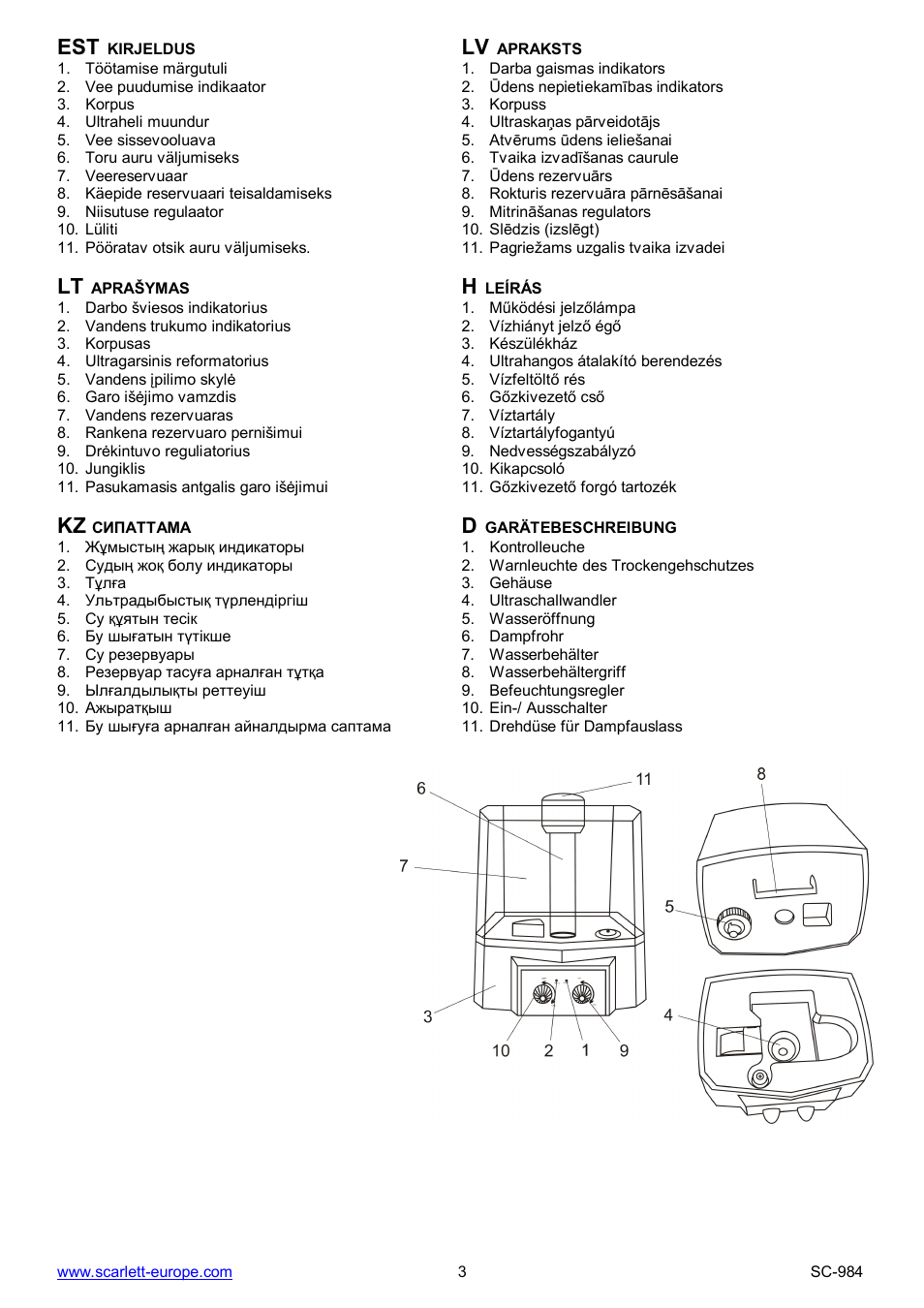 Kz d | Scarlett SC-984 User Manual | Page 3 / 24