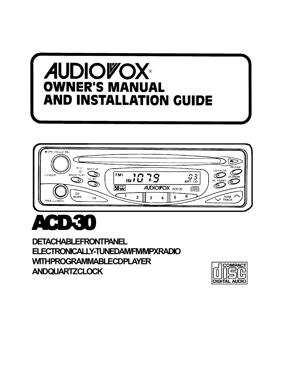 Audiovox ACD-30 User Manual | 20 pages