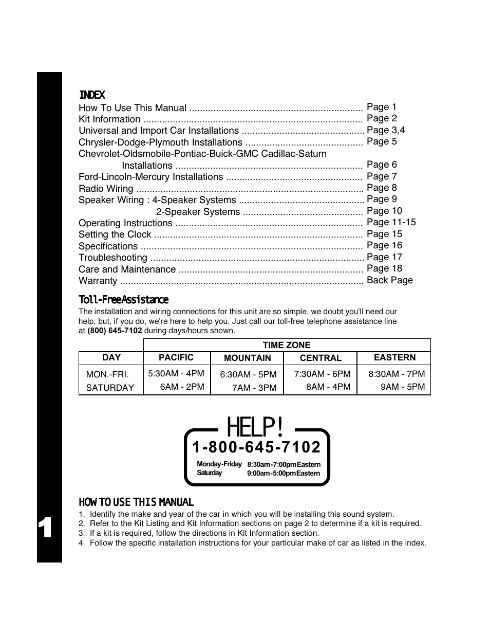 Help | Audiovox ACD-30 User Manual | Page 2 / 20