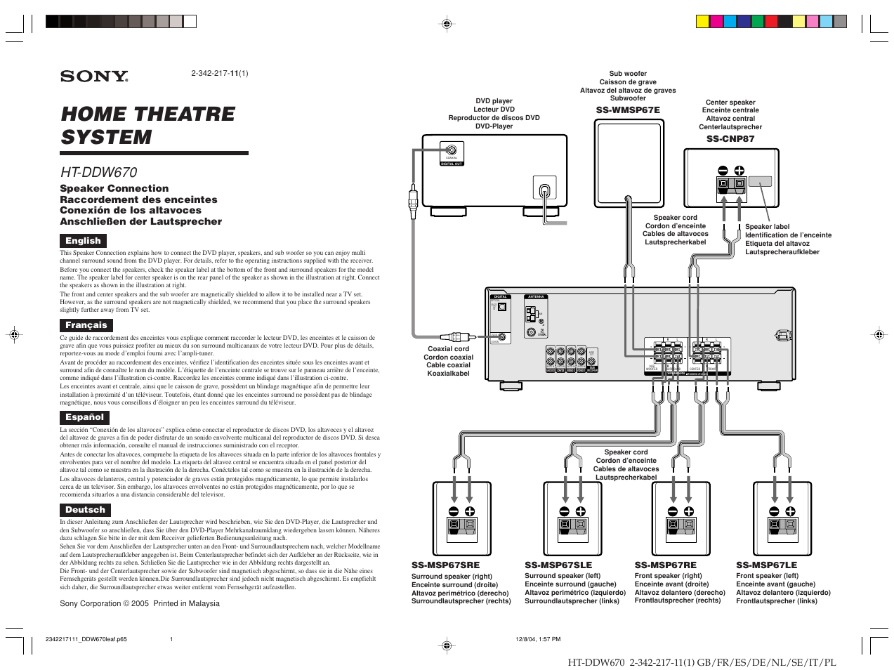 Sony HT-DDW670 User Manual | 2 pages