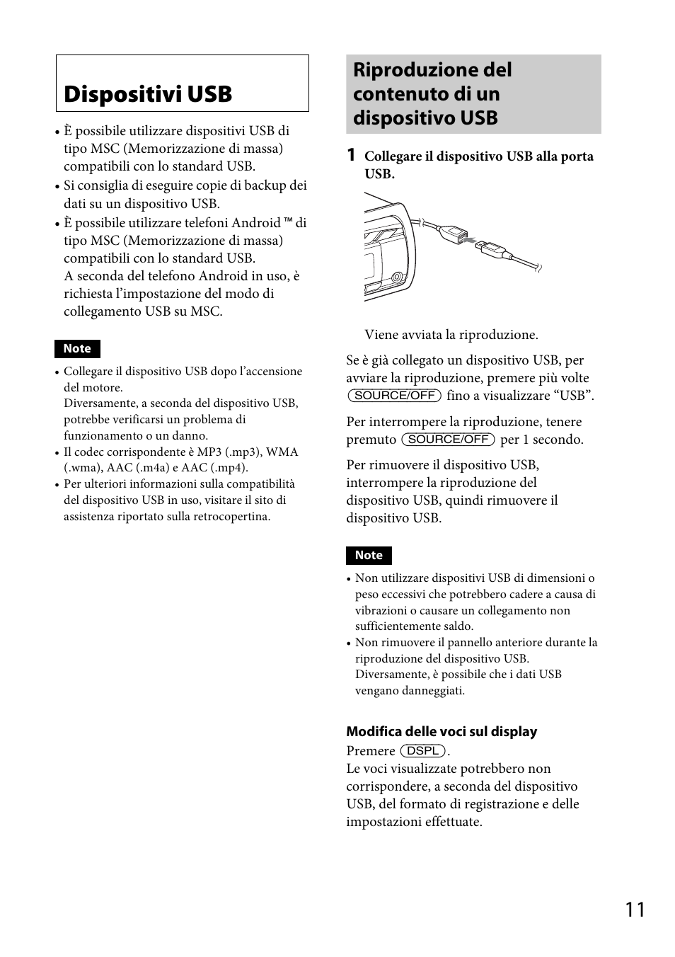 Dispositivi usb, Riproduzione del contenuto di un dispositivo usb | Sony CDX-GS500R User Manual | Page 105 / 160