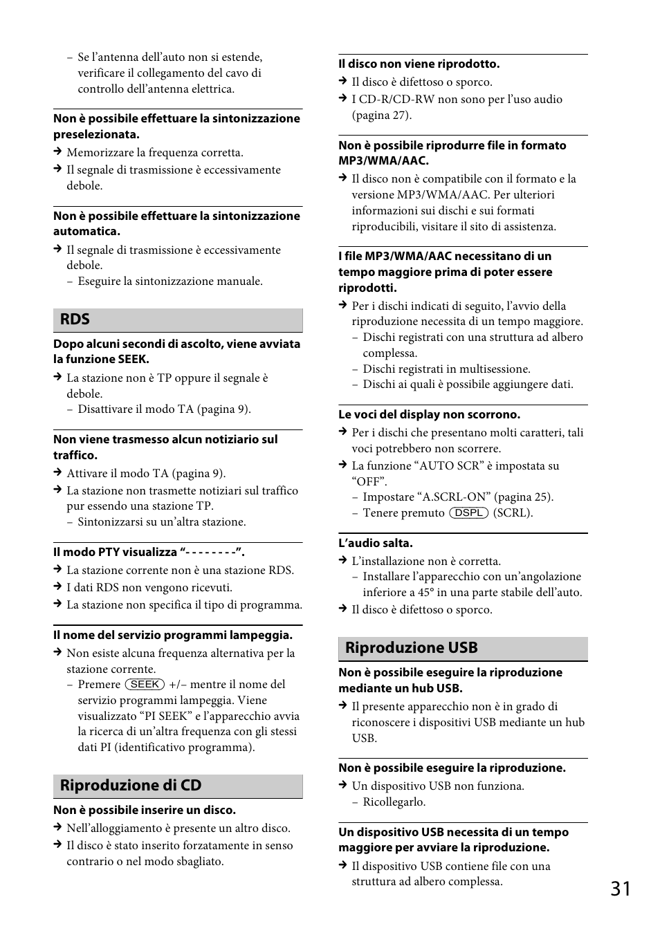 Riproduzione di cd, Riproduzione usb | Sony CDX-GS500R User Manual | Page 125 / 160