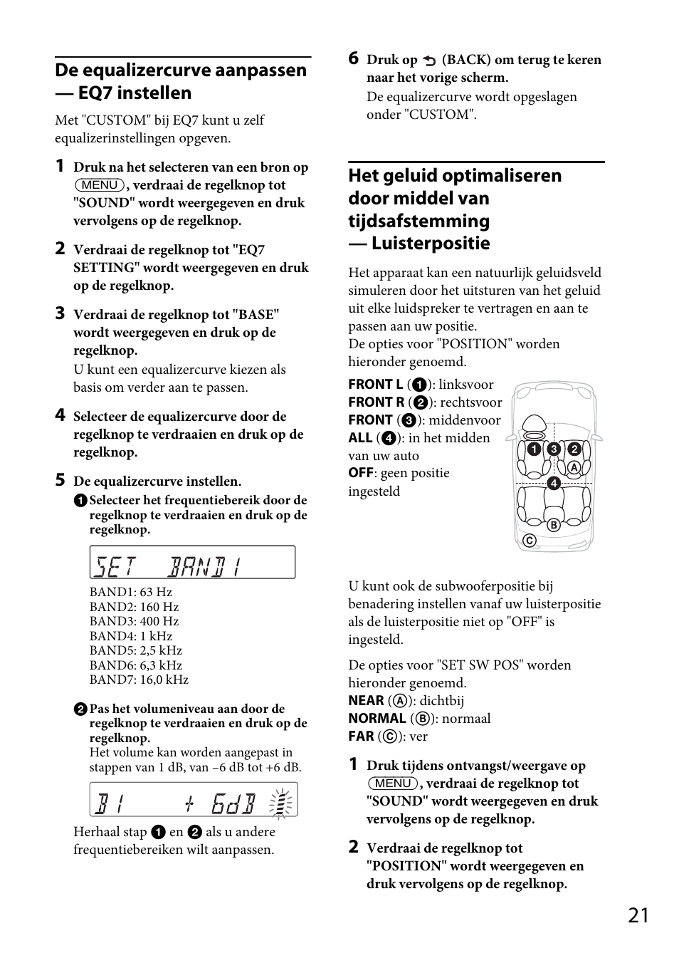 De equalizercurve aanpassen — eq7 instellen | Sony CDX-GS500R User Manual | Page 147 / 160