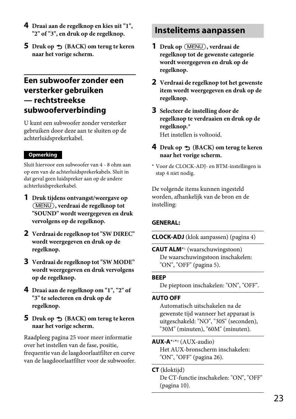 Instelitems aanpassen | Sony CDX-GS500R User Manual | Page 149 / 160