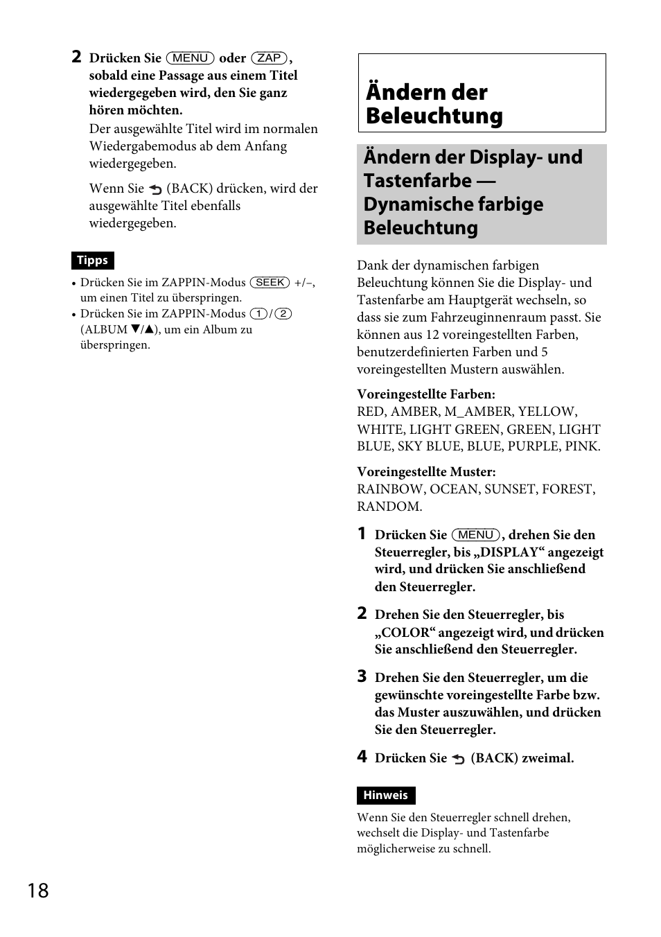 Ändern der beleuchtung | Sony CDX-GS500R User Manual | Page 46 / 160