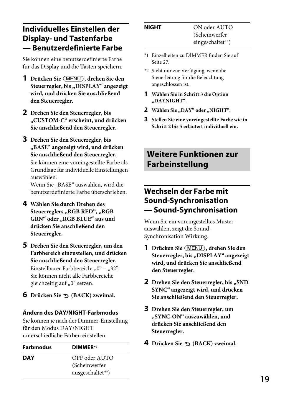 Weitere funktionen zur farbeinstellung | Sony CDX-GS500R User Manual | Page 47 / 160