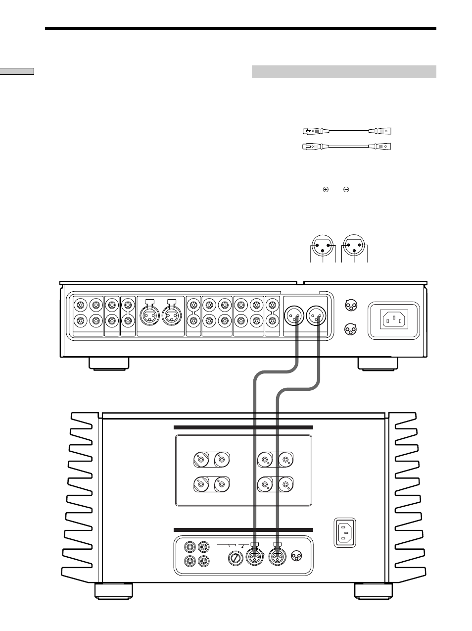 Erforderliche kabel, Anschluß der geräte, A– –b | Symmetrische kabel (nicht mitgeliefert), Hinweis, Ground 2: hot (+) 3: cold (–) | Sony TA-E1 User Manual | Page 6 / 88