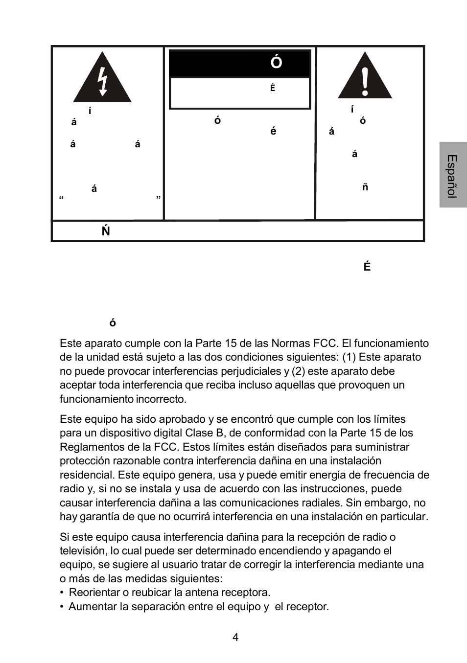Caution, Precauci ón | Audiovox D1929B User Manual | Page 37 / 68