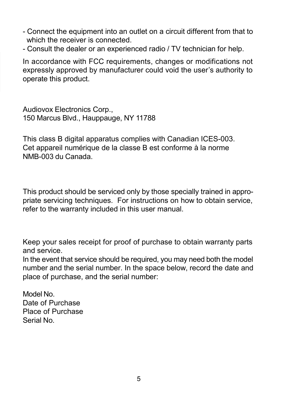 Audiovox D1929B User Manual | Page 5 / 68