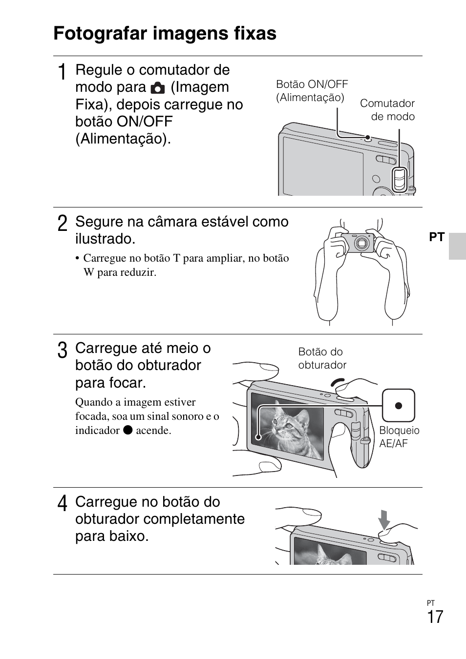Fotografar imagens fixas | Sony DSC-W310 User Manual | Page 125 / 515
