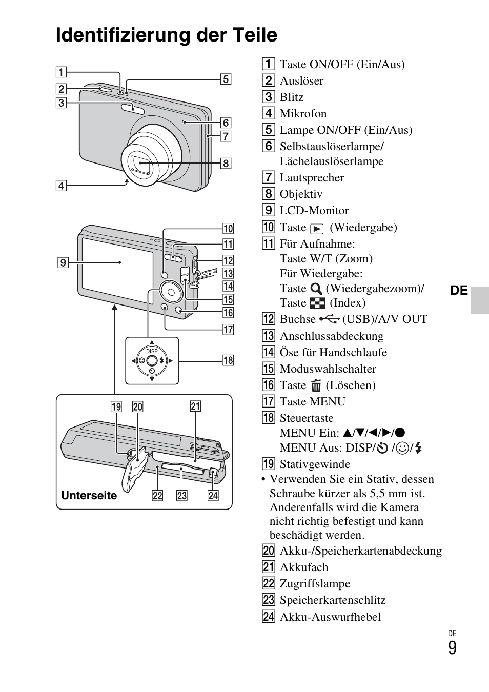 Identifizierung der teile | Sony DSC-W310 User Manual | Page 143 / 515