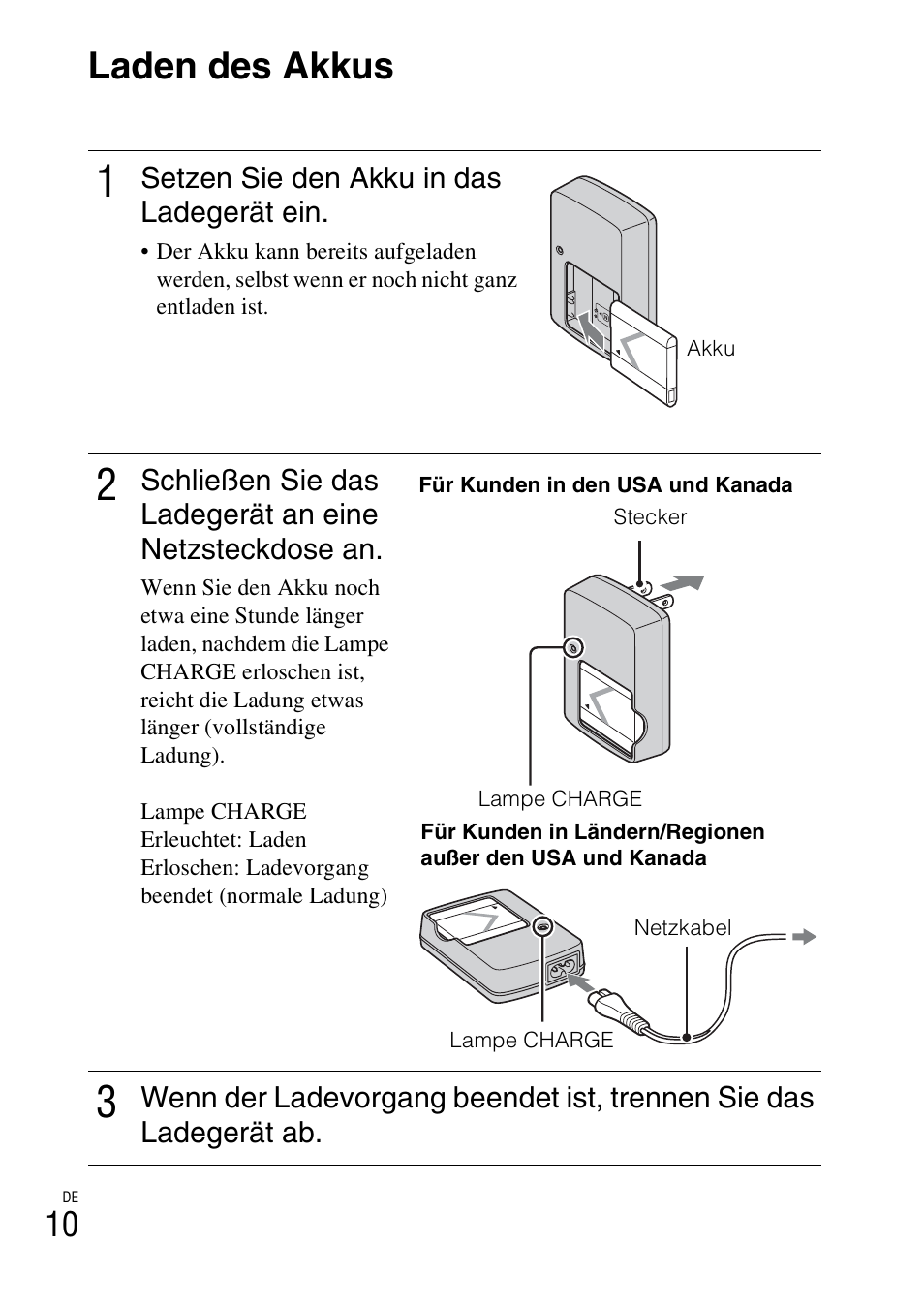Laden des akkus | Sony DSC-W310 User Manual | Page 144 / 515