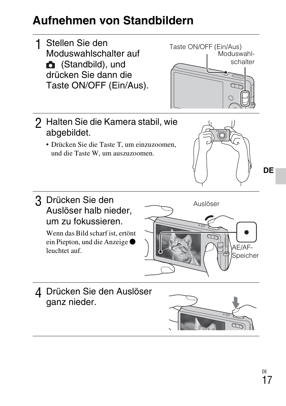 Aufnehmen von standbildern | Sony DSC-W310 User Manual | Page 151 / 515