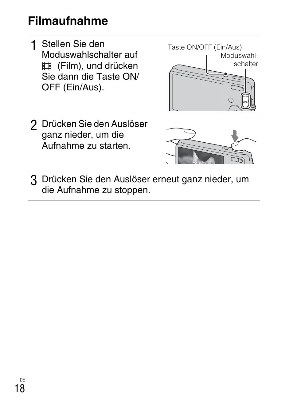 Filmaufnahme | Sony DSC-W310 User Manual | Page 152 / 515