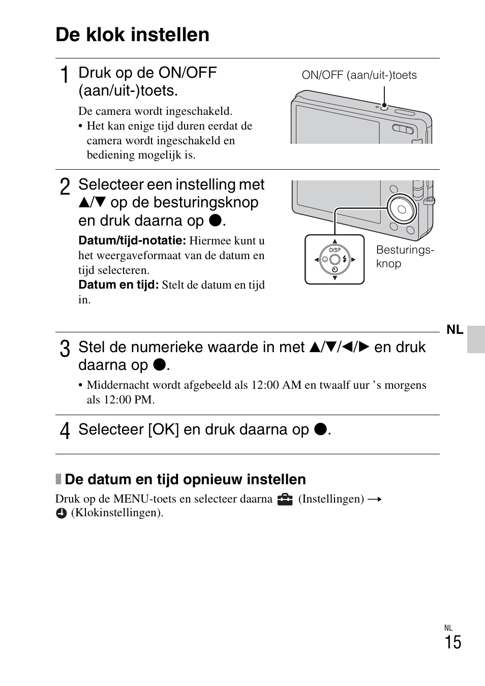 De klok instellen | Sony DSC-W310 User Manual | Page 175 / 515