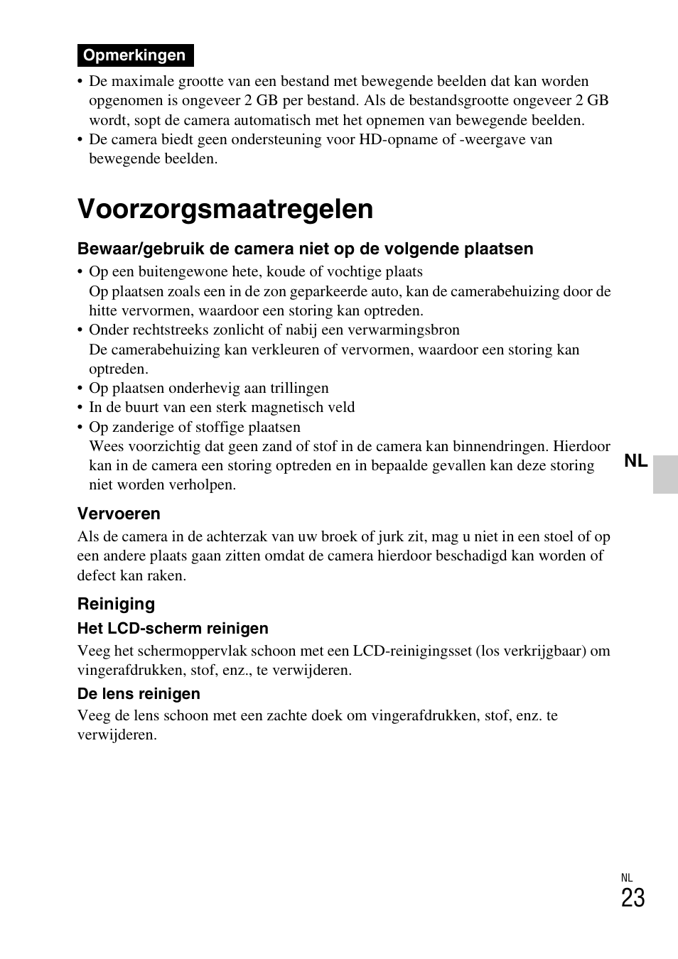 Voorzorgsmaatregelen | Sony DSC-W310 User Manual | Page 183 / 515