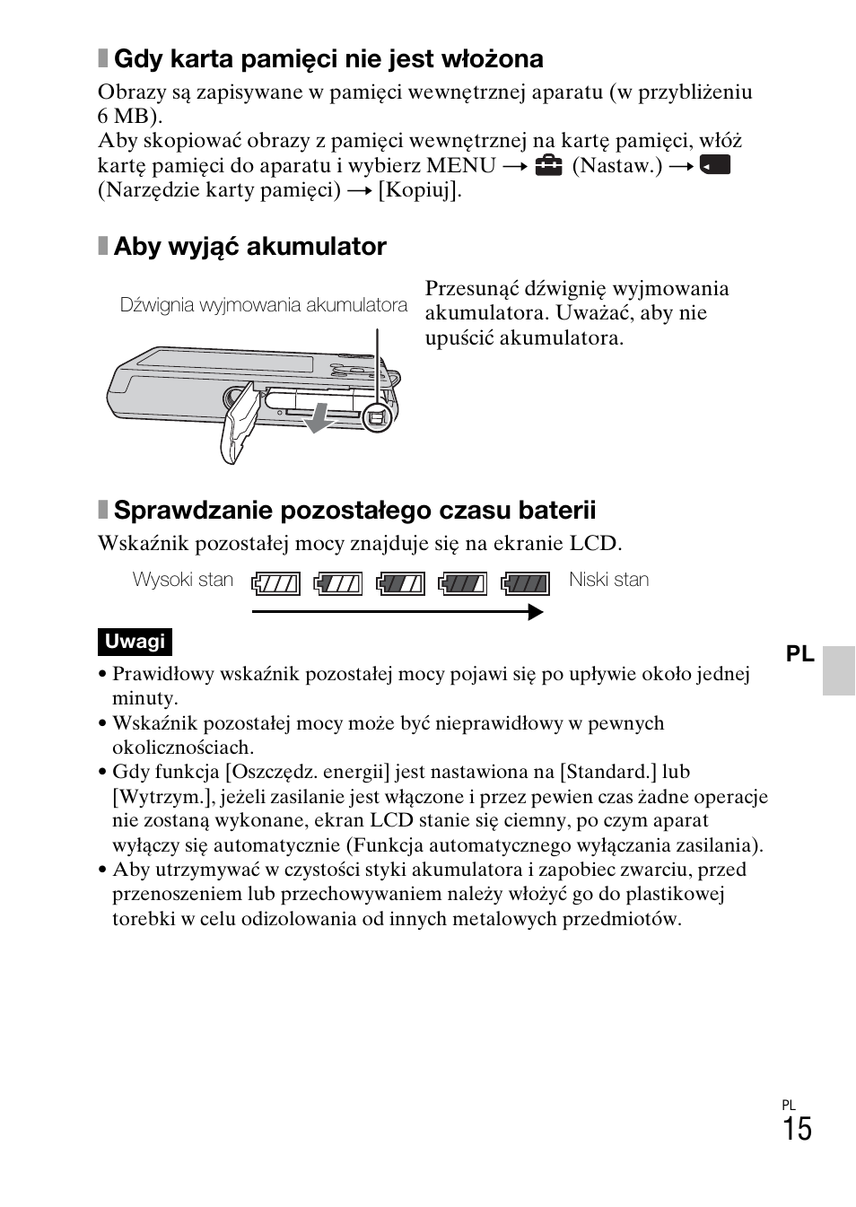 Xgdy karta pamięci nie jest włożona | Sony DSC-W310 User Manual | Page 201 / 515