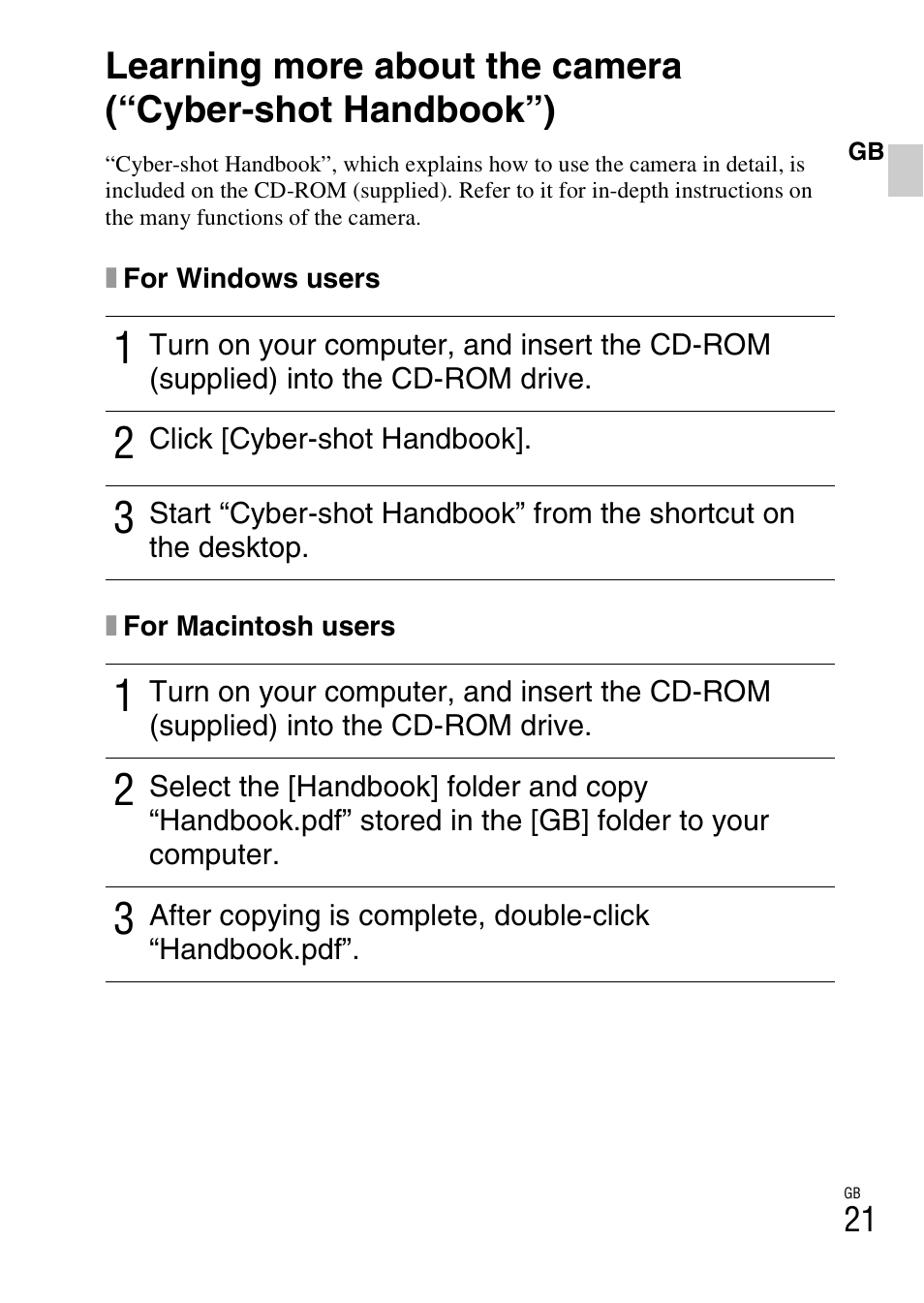Sony DSC-W310 User Manual | Page 21 / 515