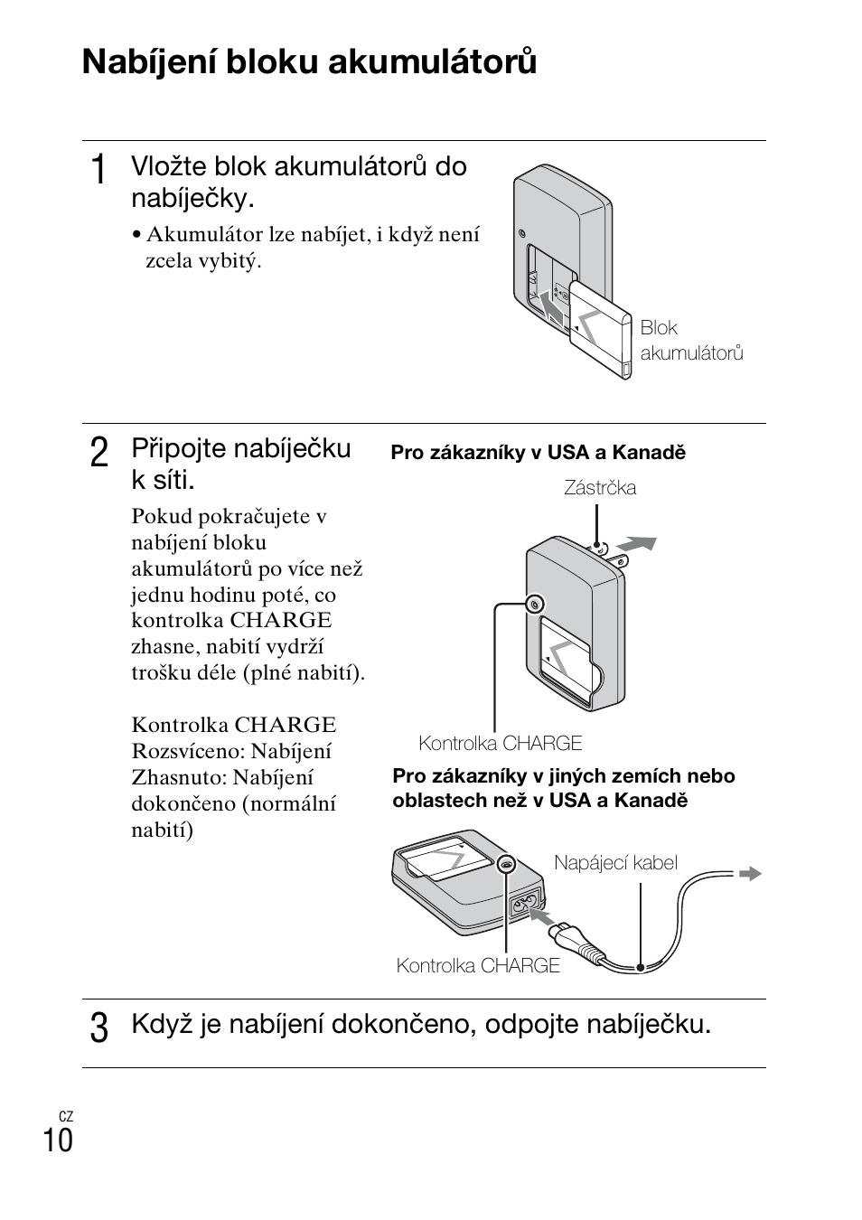 Nabíjení bloku akumulátorů | Sony DSC-W310 User Manual | Page 224 / 515