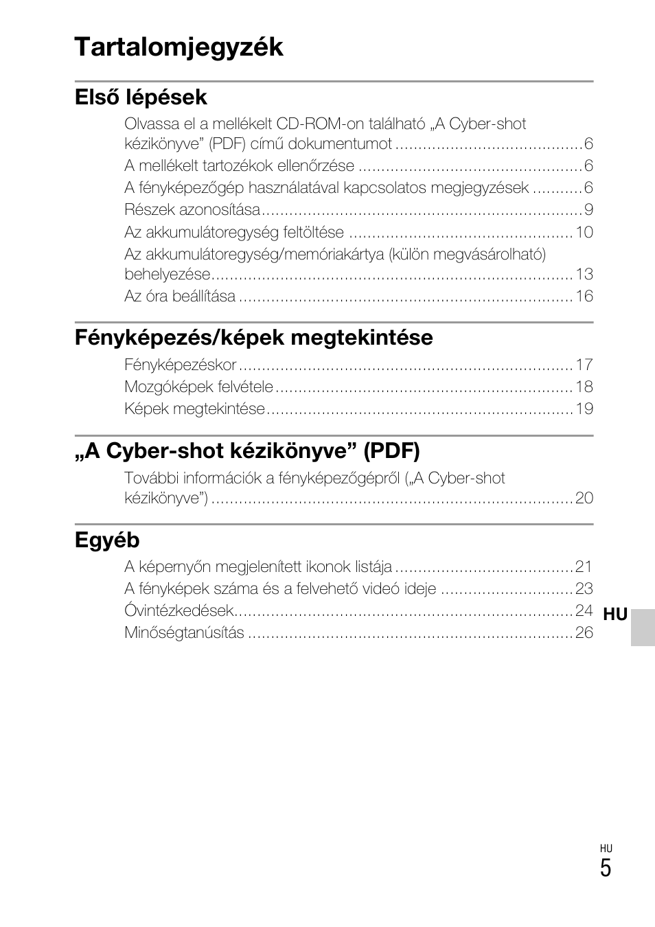 Tartalomjegyzék | Sony DSC-W310 User Manual | Page 245 / 515