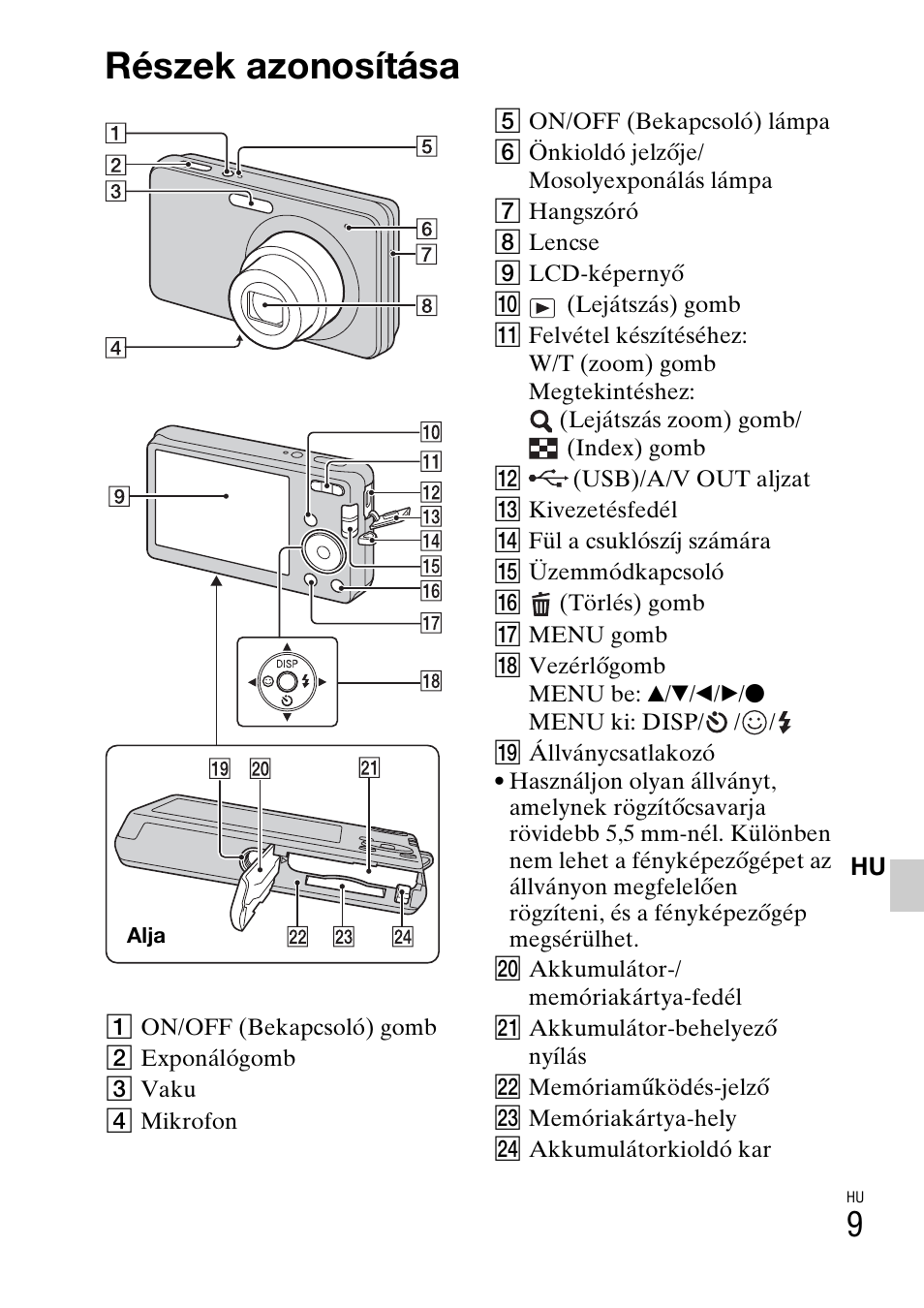 Részek azonosítása | Sony DSC-W310 User Manual | Page 249 / 515