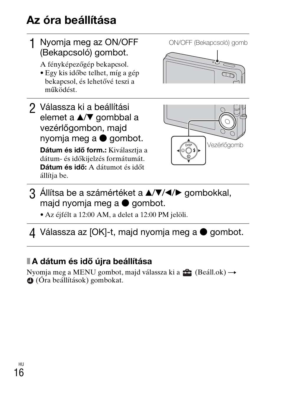 Az óra beállítása | Sony DSC-W310 User Manual | Page 256 / 515