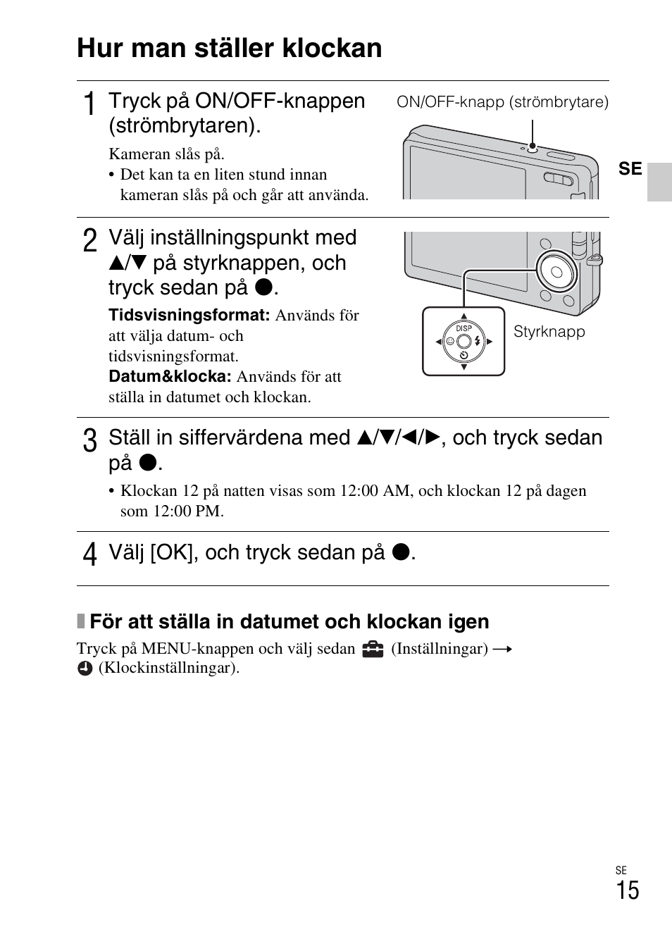 Hur man ställer klockan | Sony DSC-W310 User Manual | Page 309 / 515