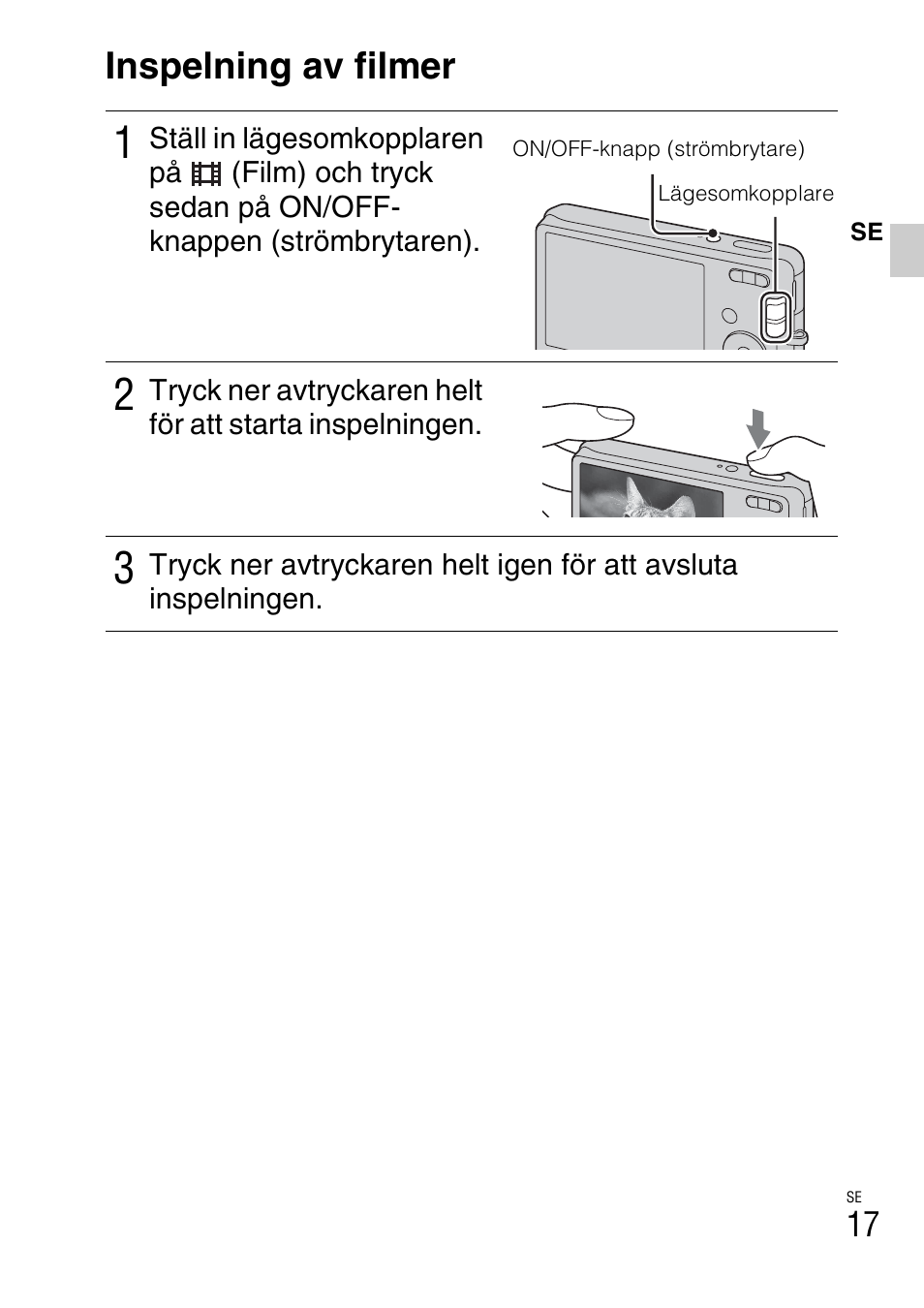 Inspelning av filmer | Sony DSC-W310 User Manual | Page 311 / 515