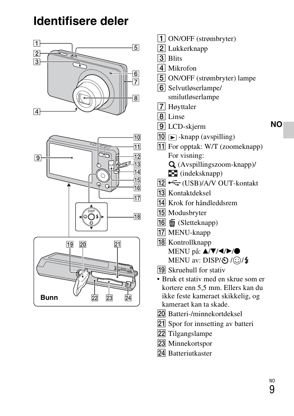 Identifisere deler | Sony DSC-W310 User Manual | Page 355 / 515
