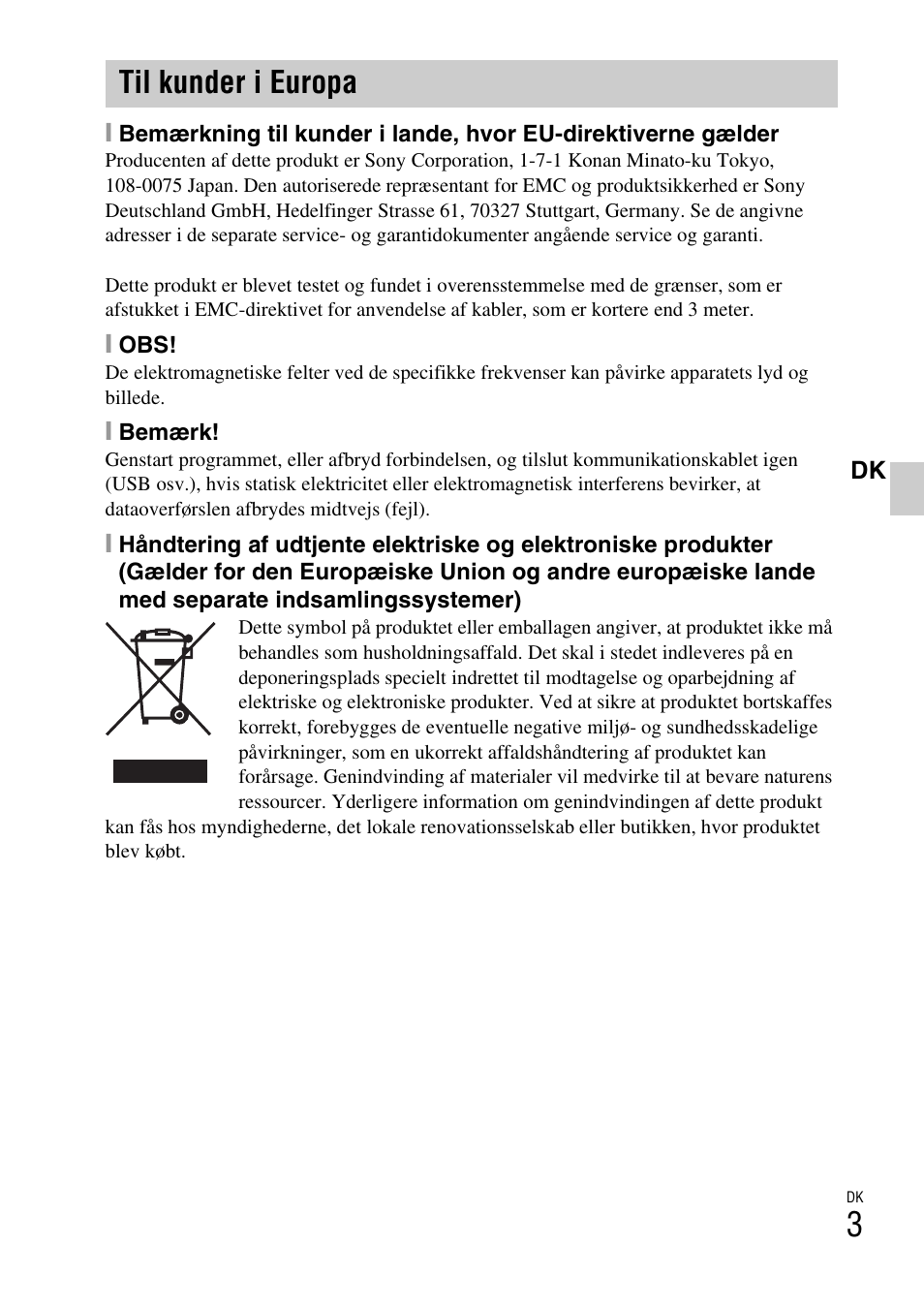 Til kunder i europa | Sony DSC-W310 User Manual | Page 375 / 515