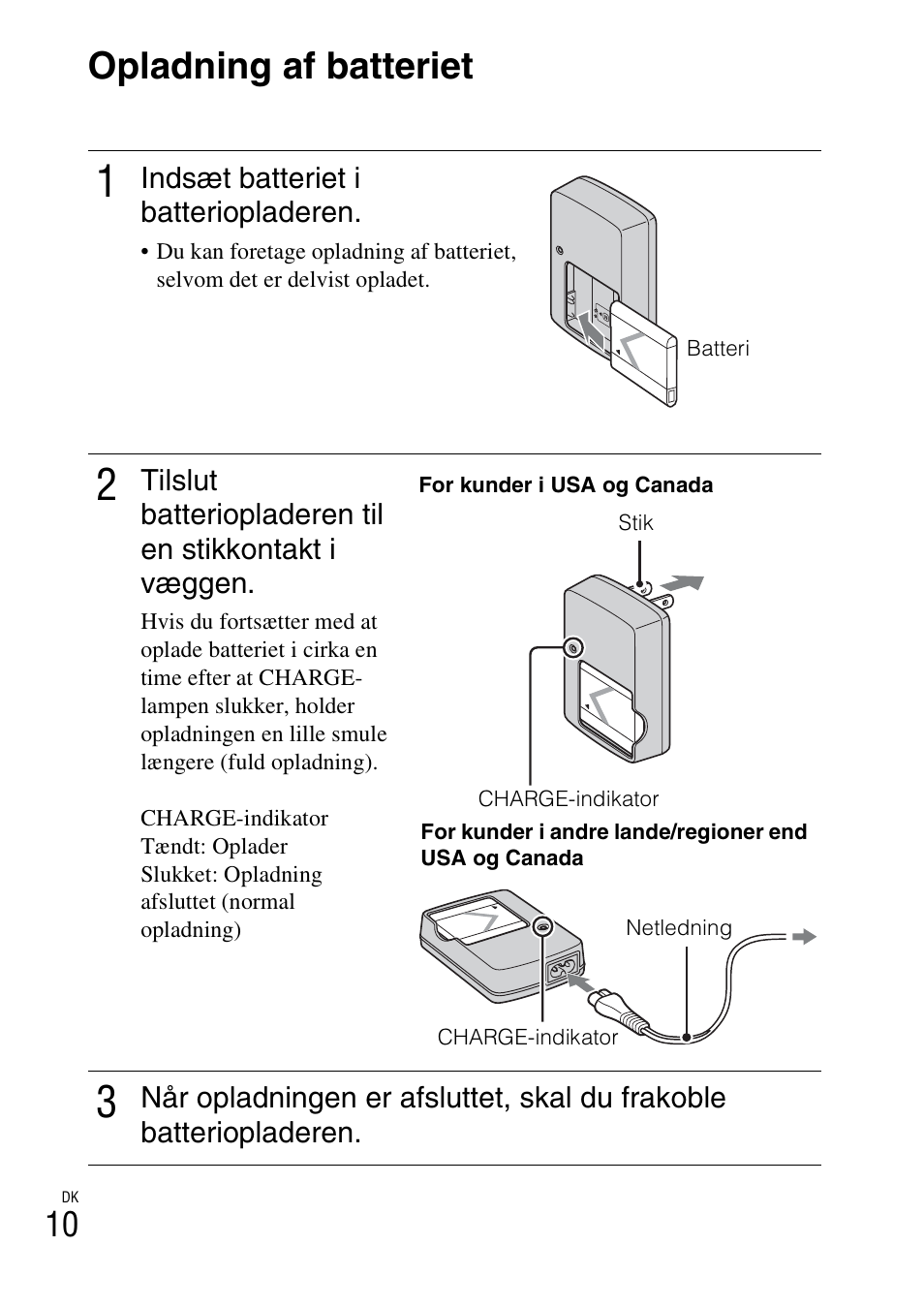Opladning af batteriet | Sony DSC-W310 User Manual | Page 382 / 515
