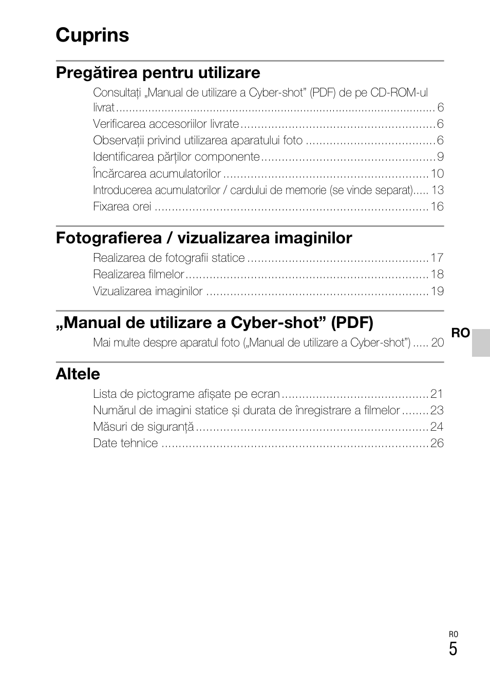 Cuprins | Sony DSC-W310 User Manual | Page 431 / 515