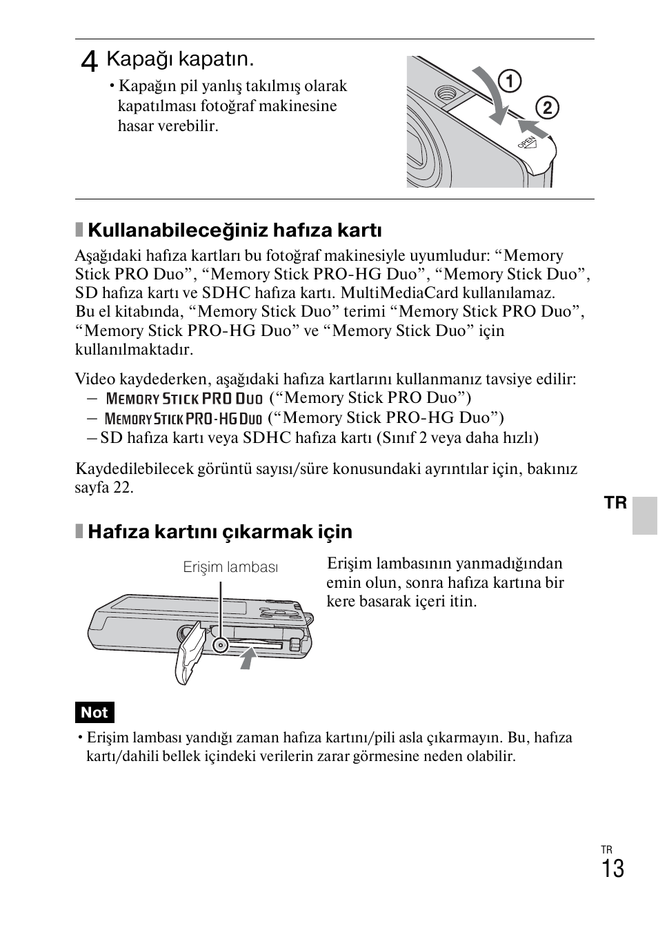 Kapağı kapatın | Sony DSC-W310 User Manual | Page 465 / 515