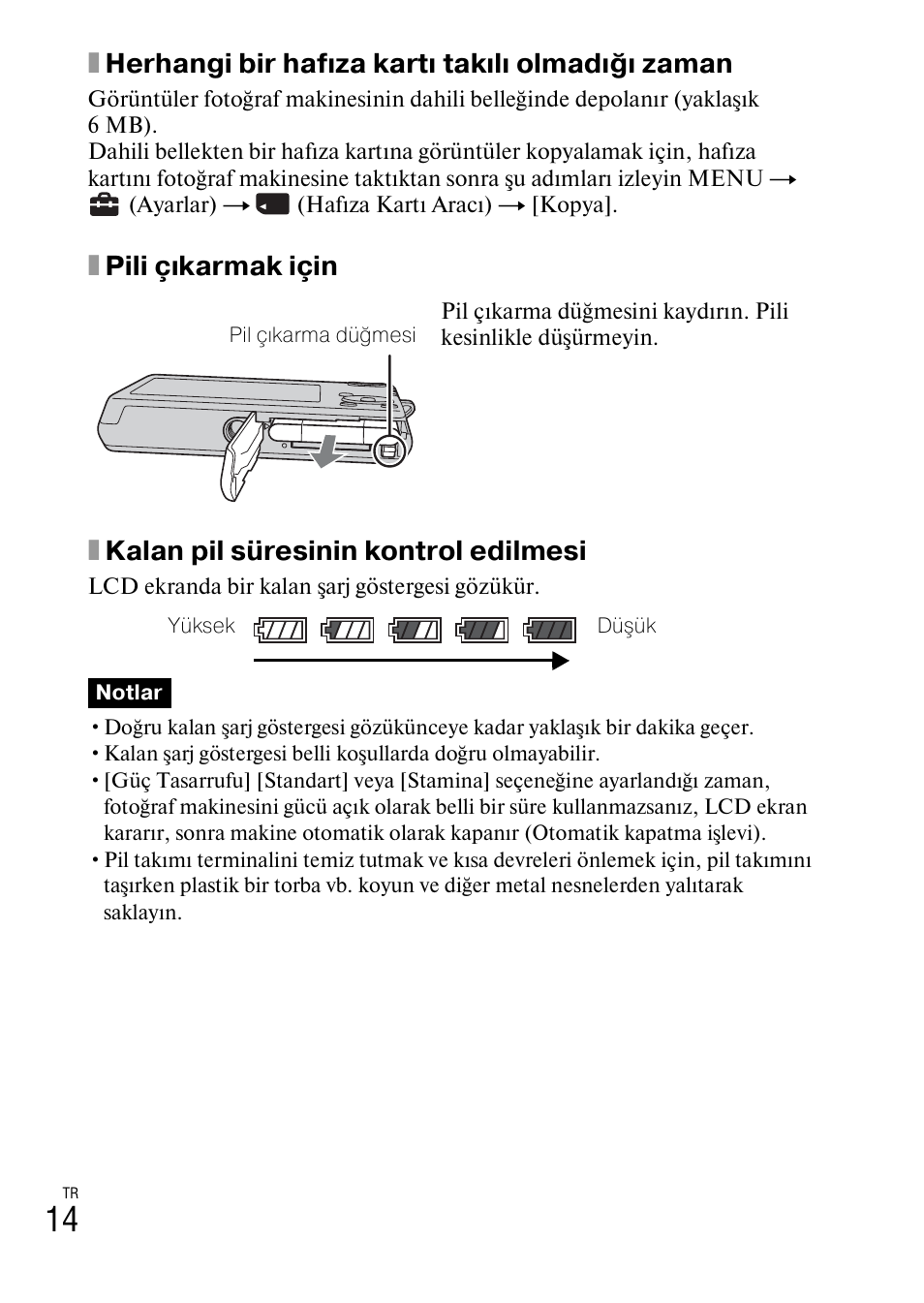 Xherhangi bir hafıza kartı takılı olmadığı zaman | Sony DSC-W310 User Manual | Page 466 / 515
